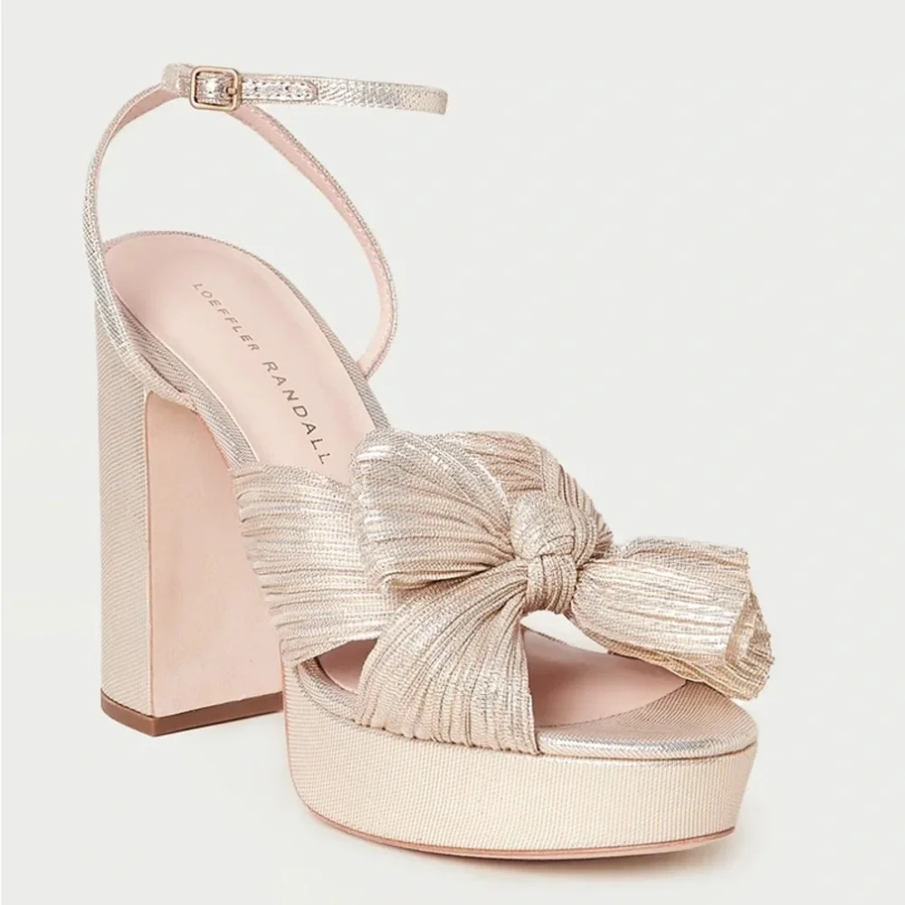 Loeffler Randall Natalia Platinum Platform Bow Heel Women’s Size 12 in Platinum
